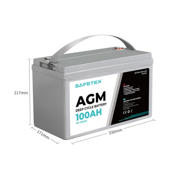 Safetex 12V 100Ah Agm Deep Cycle Lead Single Use Batteries