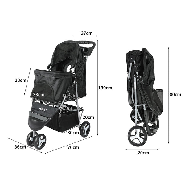 Pawz Large Pet Stroller Dog Cat Carrier Black Dog Strollers