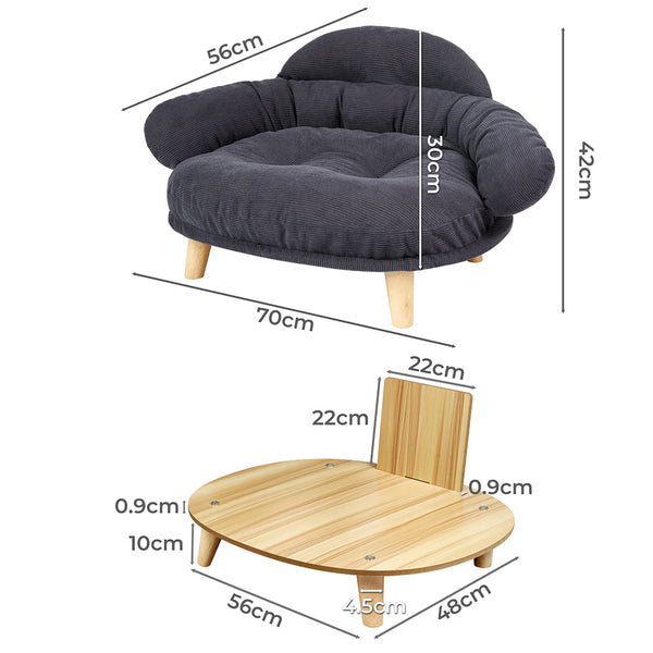 Pawz Elevated Pet Dog Cat Sofa Bed Couch Xl Size Grey Pet Beds