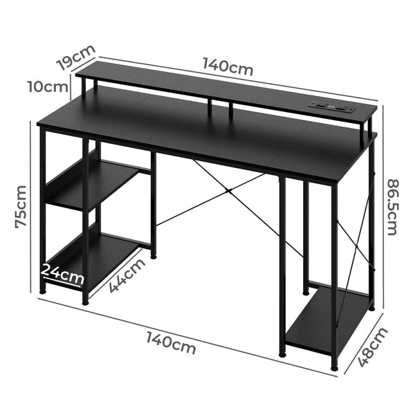 Levede Gaming Desk Computer Table Monitor Shelf 140Cm Home Office Desks
