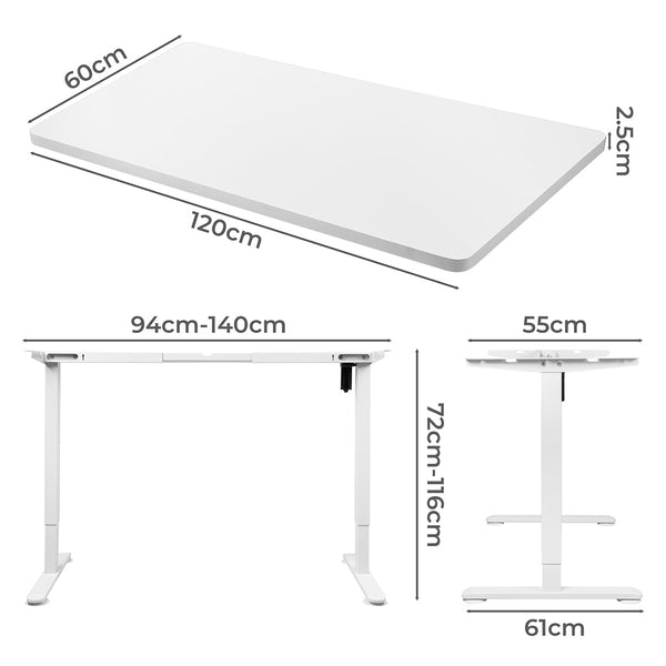 Levede Motorised Standing Desk Height 120Cm White 800X 1.5Mm Standing Desks