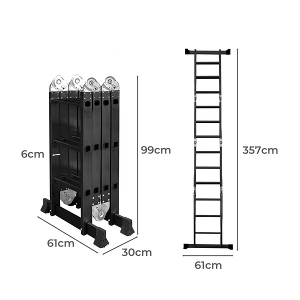 Traderight Multi Purpose Ladder Aluminium 3.6Meter Ladders