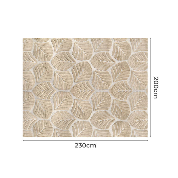 Marlow Floor Rug Soft Embossed Non Slip Plush Shaggy Carpet Leaf Pattern Design Rugs