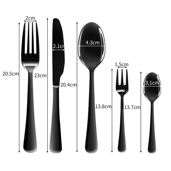 Stainless Steel Cutlery Set Travel Knife Black Cutlery Sets