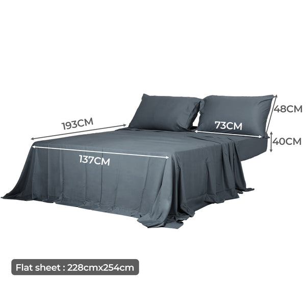 Dreamz 4Pcs Double Size 100% Bamboo Bed Sheet Set In Charcoal Colour Sheets