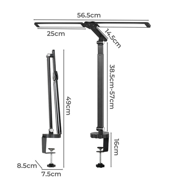 Emitto Double Head Led Desk Lamp Dimmable With Clamp Lamps