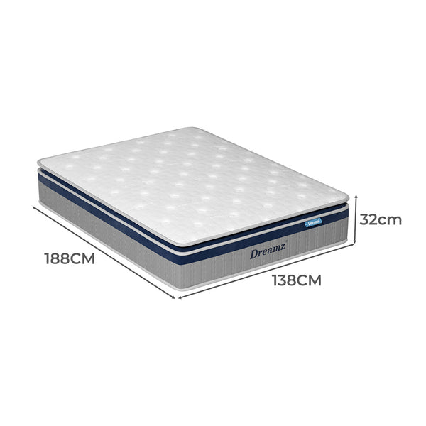 Dreamz Spring Mattress Pillow Top All Sizes 32Cm Mattresses