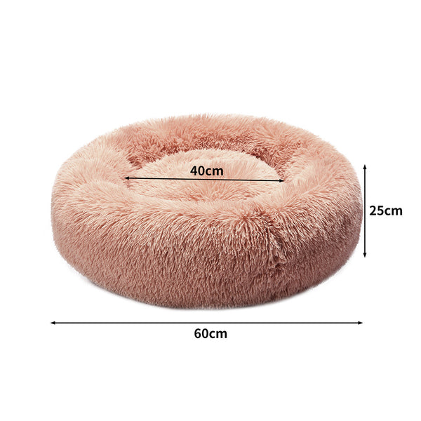 Pawz Medium Pink Donut Calming Pet Bed For Cats And Dogs Pet Beds