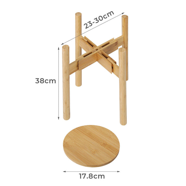 Levede Bamboo Adjustable Plant Stand Indoor Outdoor Use Plant Stands