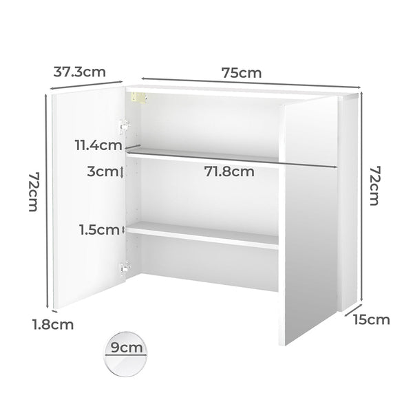 Levede Bathroom Mirror Cabinet 75Cm Mirrors