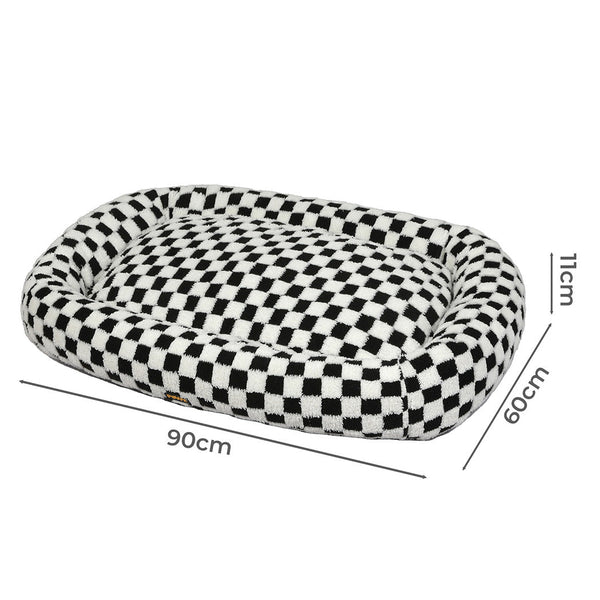 Pawz Dog Bed Calming Pet Plush Soft Washable 90Cm X 60Cm 11Cm Black And White Pet Beds