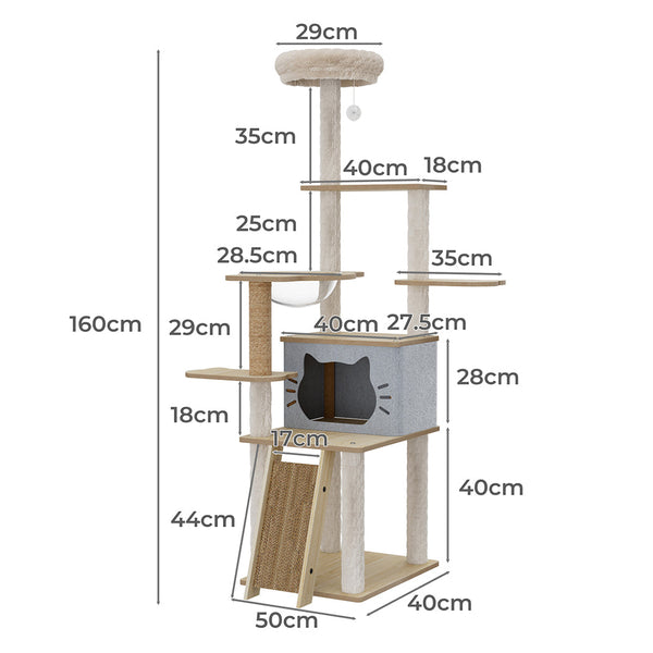 Pawz Cat Tree Tower Large Scratcher Condo House 160Cm Furniture & Scratchers