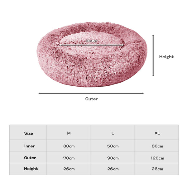Pawz Pet Bed Memory Foam Dog Donut Pink Medium Pet Beds