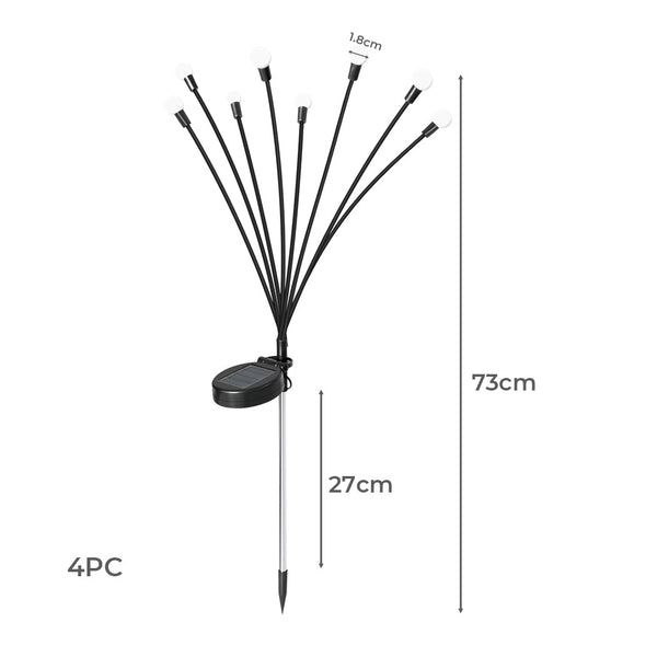 Firfly Solar Lawn Lights 8Led 4Pc Outdoor Black Landscape & Walkway Lights