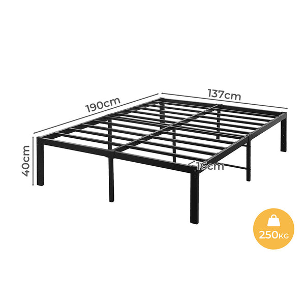 Levede 137Cm X 190Cm 40Cm Metal Bed Frame Heavy Duty Storage Space Black Double Bed Frames