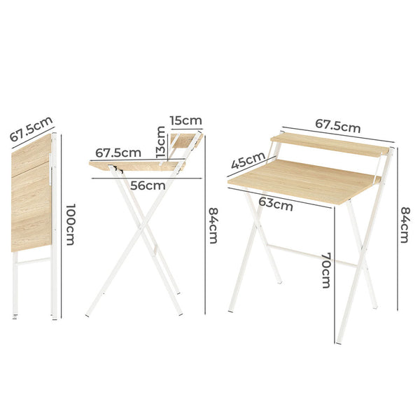 Levede Foldable Computer Desk Office Study Oak Home Office Desks