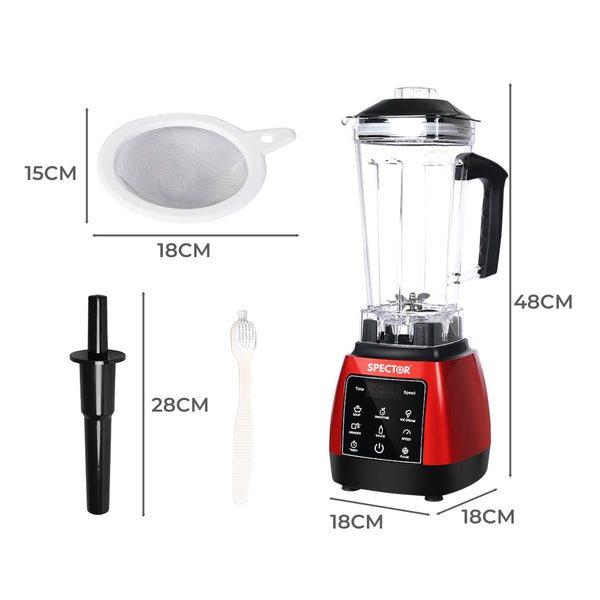 Spector 2L Commercial Blender Mixer Red Countertop Blenders