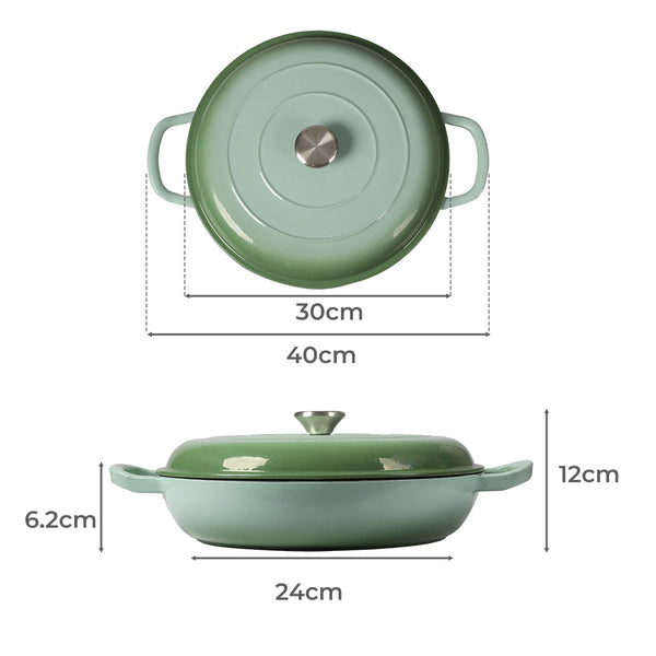 Toque 3.5L Enamel Dutch Oven Pan Vibrant Green Cookware Casserole Pans