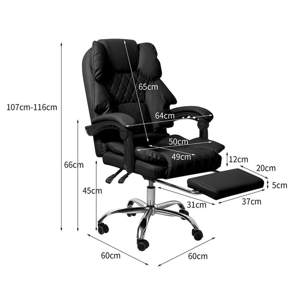 Levede Gaming Chair Office Computer Black Footrest Office Chairs
