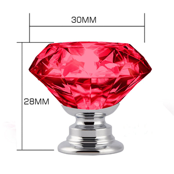 16 Pcs Red Crystal Knobs Diamond 30Mm Small Cabinet Knobs