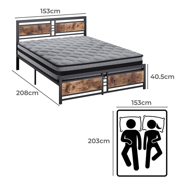 Metal Bed Frame Mattress Base Set Wood Queen Queen Bed Frames