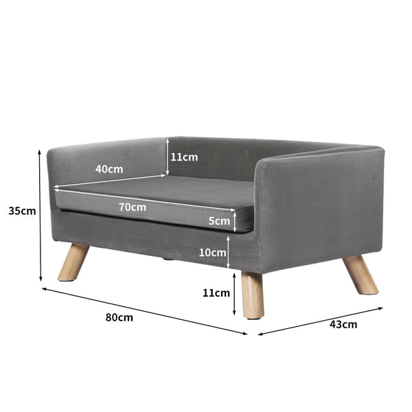 Pawz Pet Sofa Bed Dog Warm Soft Lounge Grey Pet Beds