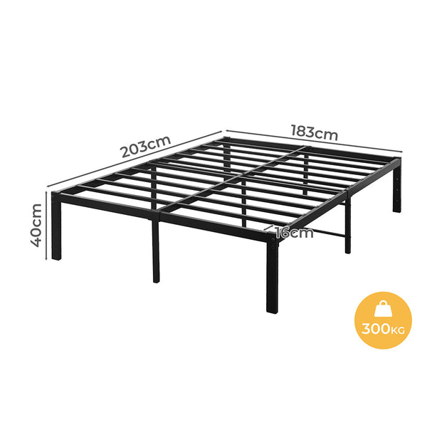 Levede 183Cm X 190Cm 40Cm Metal Bed Frame Heavy Duty Storage Space Black Double Bed Frames