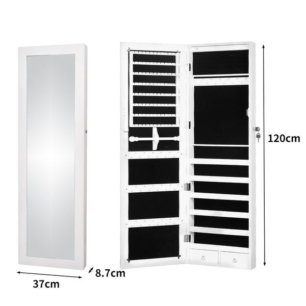 Veile Studios Levede 37Cm X 8.7Cm 120Cm Mirror Jewellery Cabinet Makeup White Jewellery Holders & Organisers