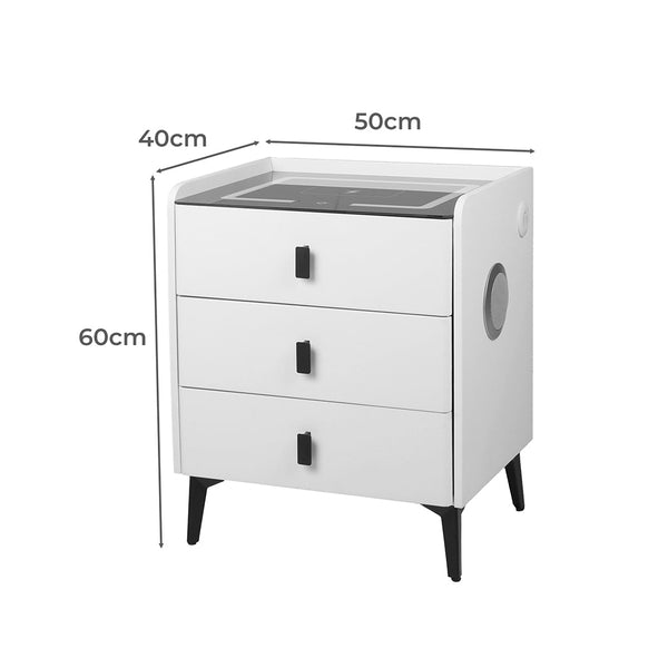 Levede Bedside Table Led Lights Drawers Storage Bedside Tables