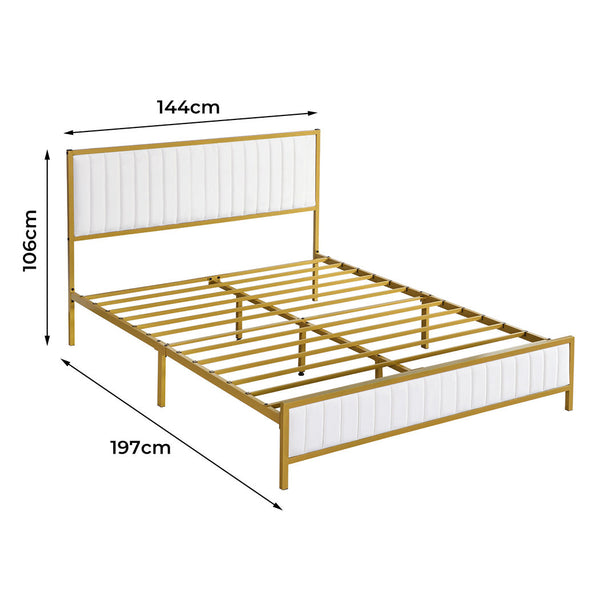Levede 197Cm X 144Cm 106Cm Metal Bed Frame Under Storage Double Beige Double Bed Frames