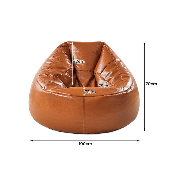 Marlow Bean Bag Chair Cover Pu Couch Tan Bean Bags & Inflatables