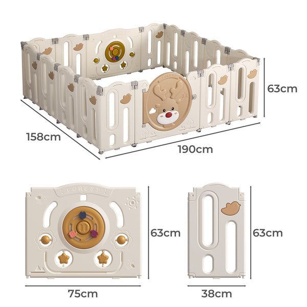 Bopeep 16 Panels Kids Playpen Little One Safety Gate Baby Playpens