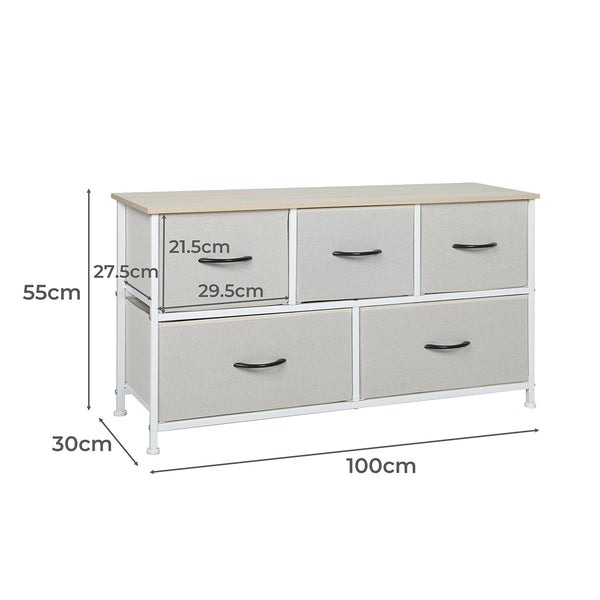 Levede Storage Cabinet Tower Chest Beige Dressers & Chests Of Drawers