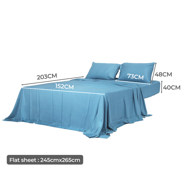 Dreamz 4Pcs Queen Size 100% Bamboo Bed Sheet Set In Soft Cool Blue For Ultimate Comfort Sheets