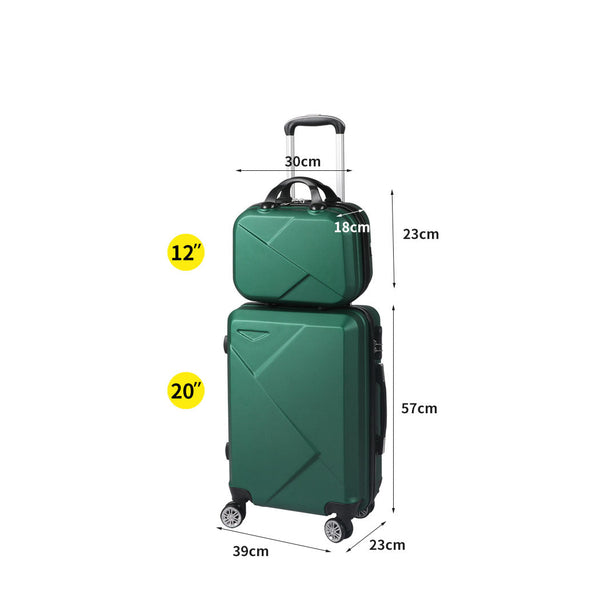 Slimbridge 2Pcs 20"Travel Luggage Set Green Suitcases
