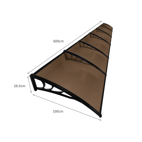 Mountview Door Awning Outdoor 1M X 6M Brown 1X6m Awning & Canopy Parts