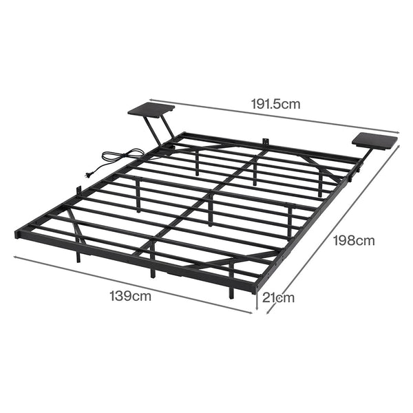 Levede Double Bed Frame Floating With Storage Shelves Rgb Lights Black Double Bed Frames