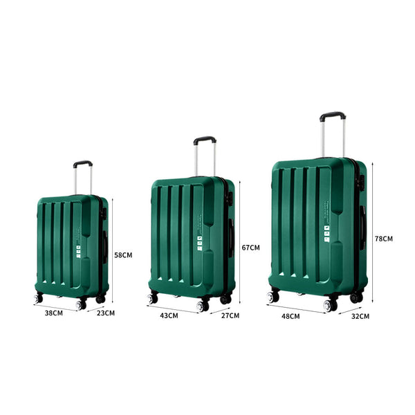 Slimbridge 20"24"28" 3Pc Luggage Sets Green Suitcases