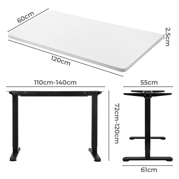 Levede Motorised Standing Desk Adjustable 120Cm White 800X 1.5Mm Standing Desks