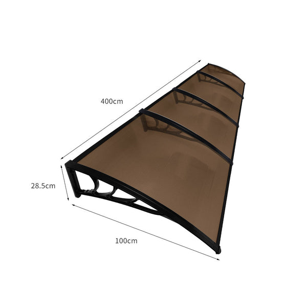 Mountview Door Awning Outdoor 1M X 4M Brown 1X4m Awning & Canopy Parts