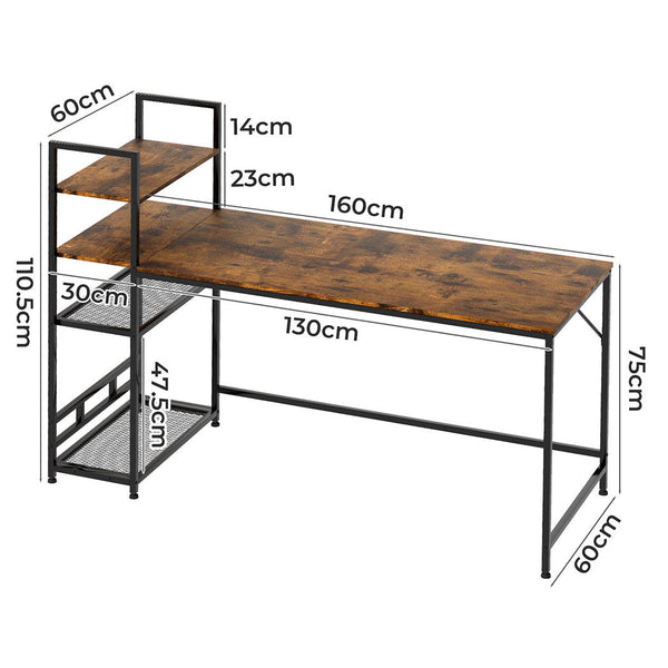 Levede Computer Desk Study Home Table With 4 Tier Shelf Home Office Desks
