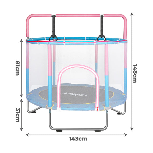 Centra 55" Kids Trampoline Rebounder Hanging Rings Pink Fitness Trampolines