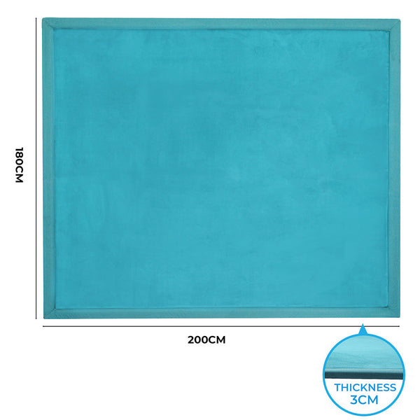 Marlow Coral Velvet Area Large Mat 180X200cm Blue Rugs