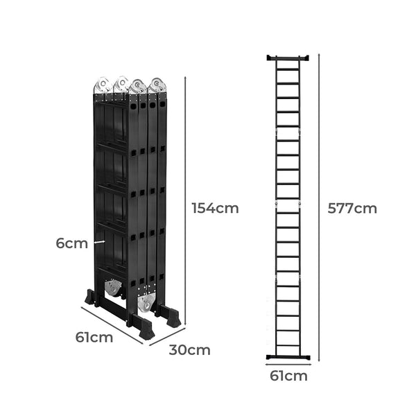 Traderight Multi Purpose Ladder Aluminium 5.7Meter Ladders