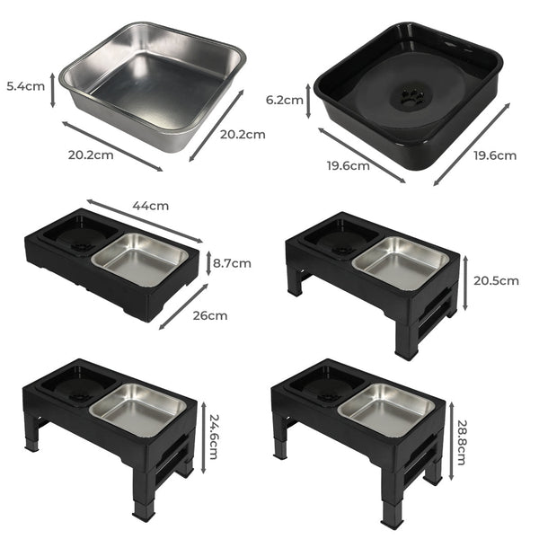 Pawz Elevated Pet Feeder 4 Height Adjustable Dog Bowls