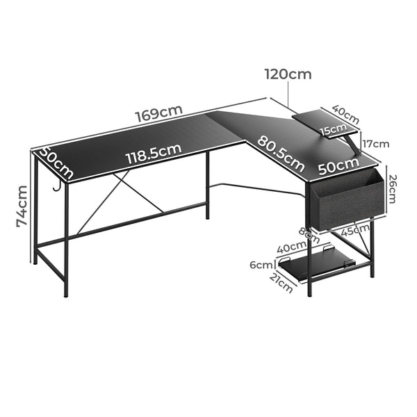 Levede Computer Desk Corner Black Modern Home Office Workspace Home Office Desks