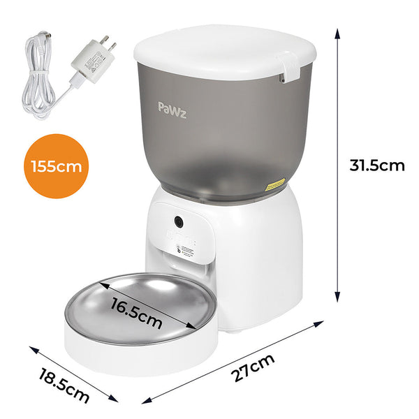 Pawz 4L Auto Pet Feeder Automatic Camera Wifi App Dog Automatic Feeders