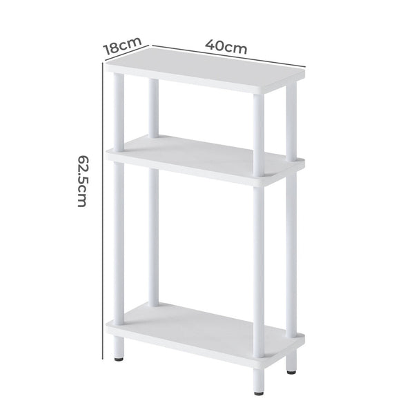Levede 3 Tier Modern Side Table White Mdf & Metal Frame 40X18x62.5Cm Side Tables