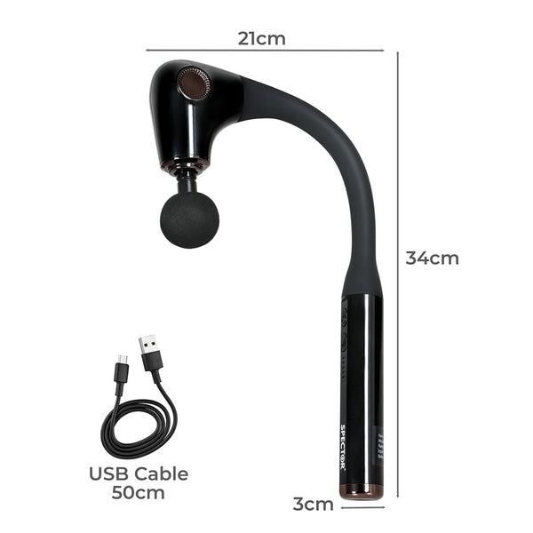 Spector Extended Handle Massage Gun Black Massagers