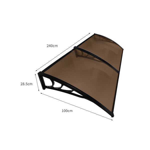 Mountview Door Awning Outdoor 1M X 2.4M Brown 1X2.4M Awning & Canopy Parts